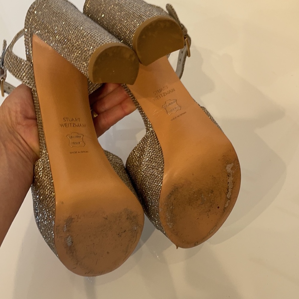 Stuart Weizmann Champagne Platforms 7.5 - image 7